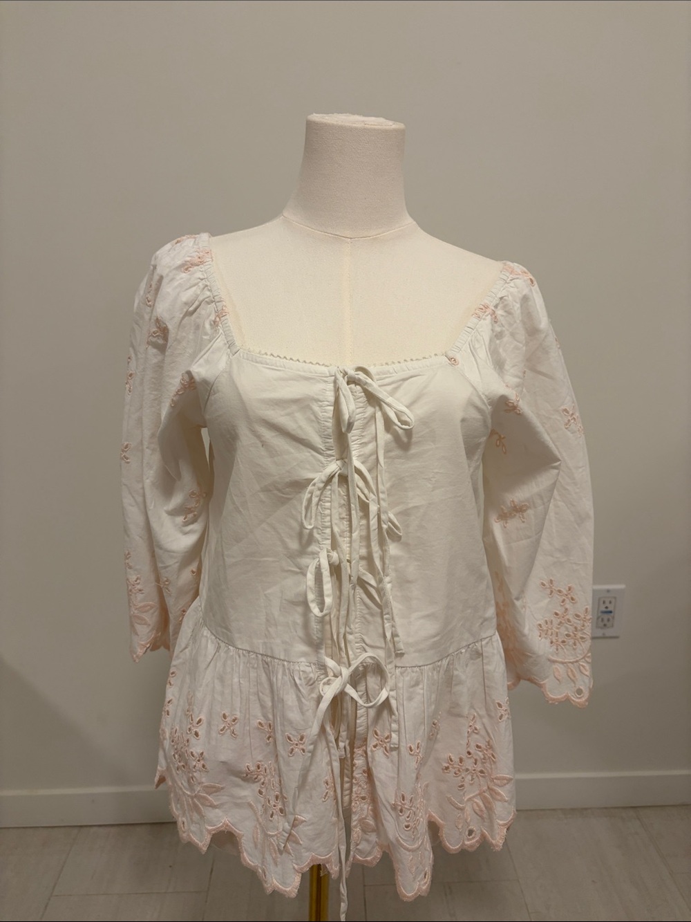 Damson Madder Lana Blouse & Short SET White Broderie Tie Cotton Cottage Boho 6 - Picture 5 of 12